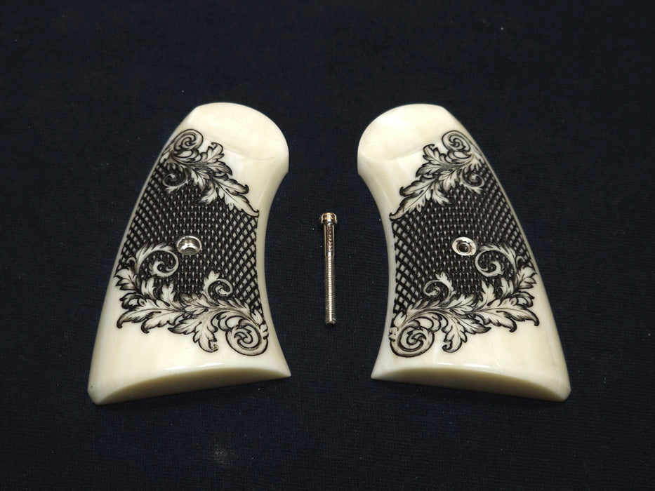 Faux Ivory Floral Checkered Uberti Schofield Grips