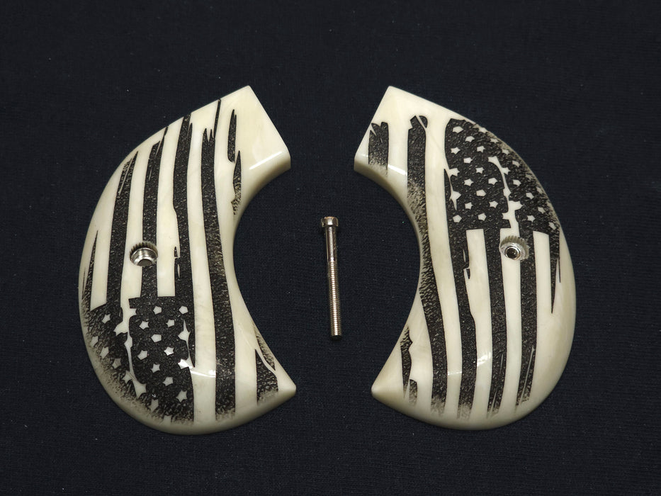 Faux Ivory American Flag Ruger Vaquero Birdshead Grips