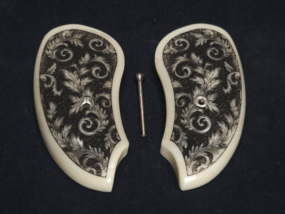 Faux Ivory Floral Scroll Bond Arms Derringer Grips
