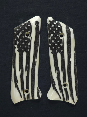 Ivory American Flag Ruger Mark II/III Grips Engraved Textured Checkered