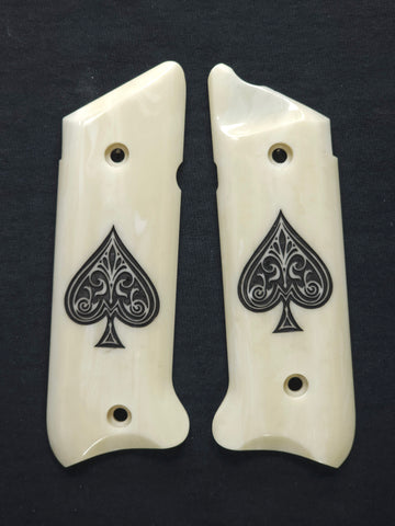 Ivory Spade Ruger Mark IV Grips Engraved Textured Checkered