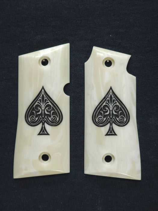 Faux Ivory Spade Colt Mustang Pocketlite Grips