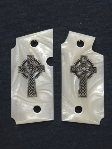 Pearl Celtic Cross Sig Sauer P238 Grips Engraved Textured Checkered