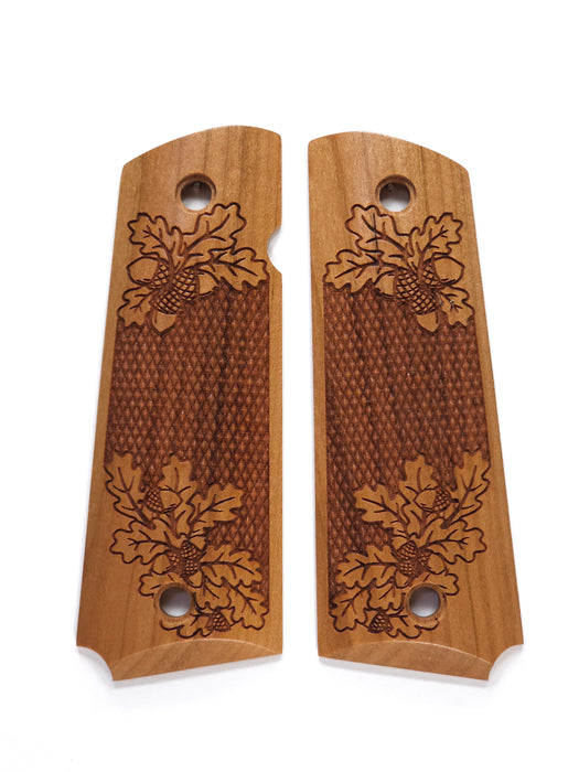 Cherry Oak Acorn 1911 Grips (Full Size)