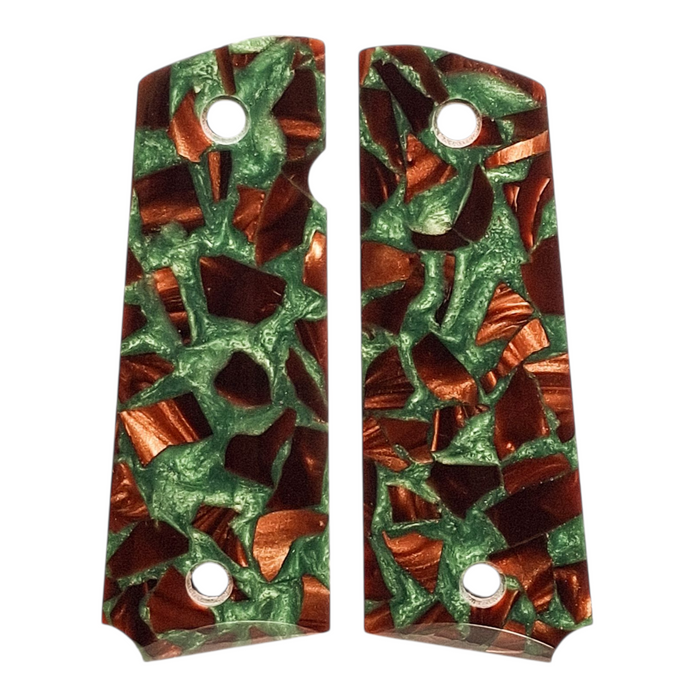 Emerald Green & Copper Pearl Terrazzo Full Size 1911 Grips
