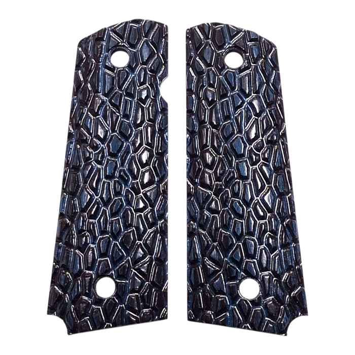 Blue & Black Laminate Reptile Cut Full Size 1911 Grips