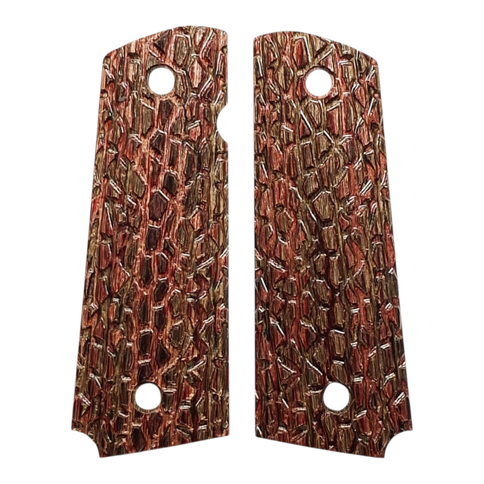 Red Laminate Reptile Cut Full Size 1911 Grips