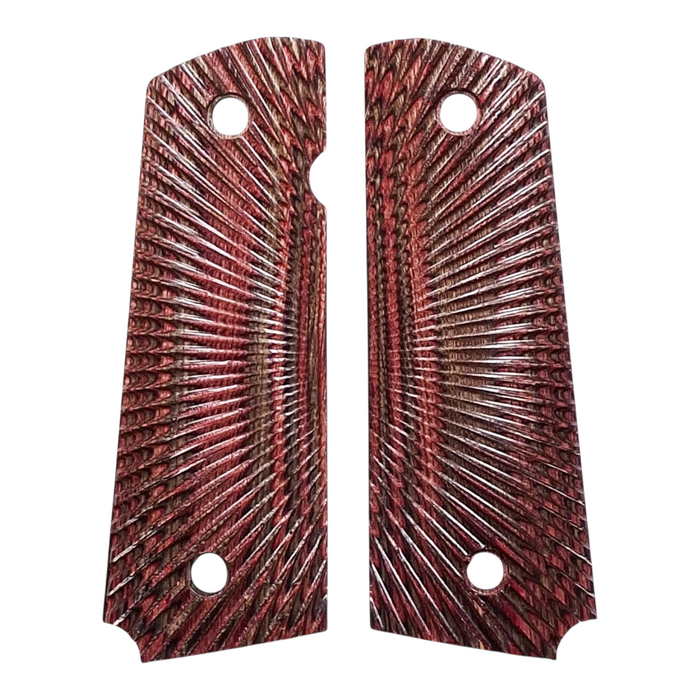 Red Laminate Starburst Cut Full Size 1911 Grips