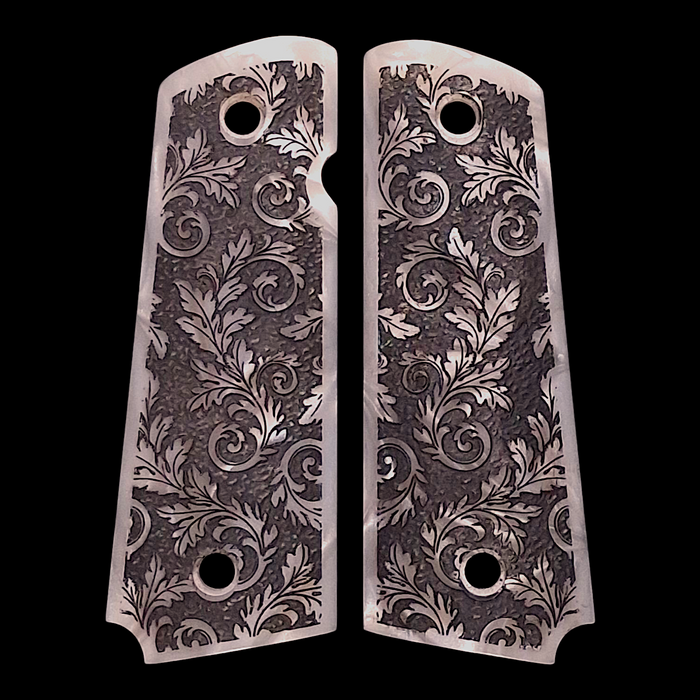 CLEARANCE - Pearl Floral Scroll 1911 Grips (Full Size)