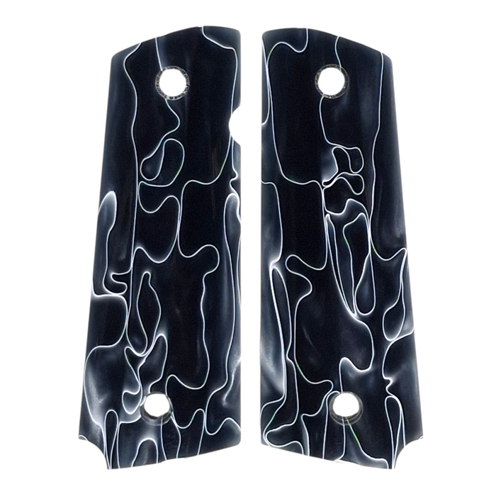Black & White Acrylic Pearl Full Size 1911 Grips