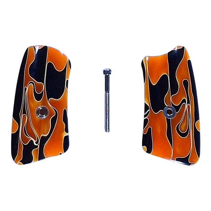Orange & Black Acrylic Pearl Ruger Sp101 Grip Inserts