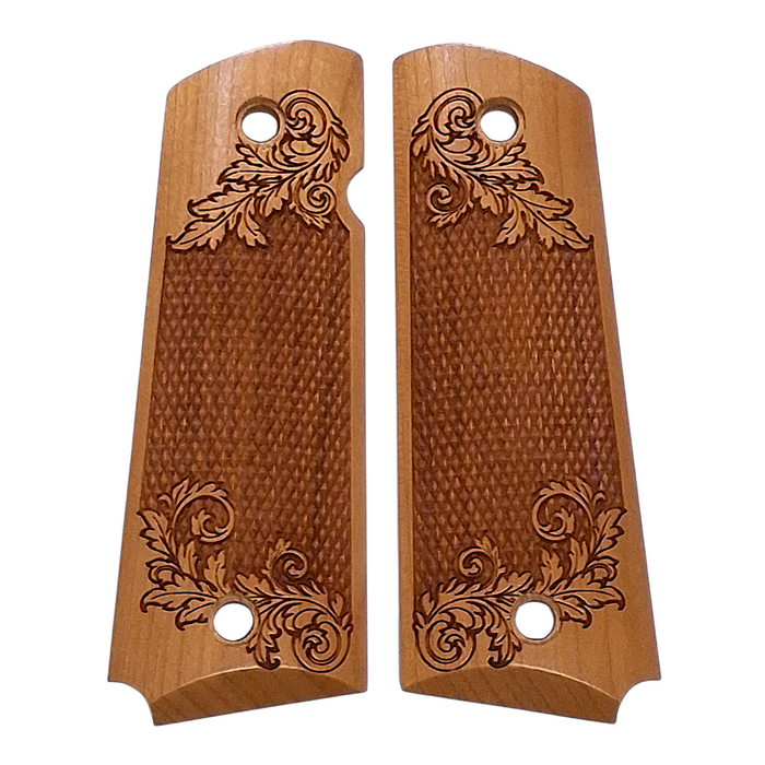 CLEARANCE - Cherry Floral Checkered 1911 Grips (Full Size)