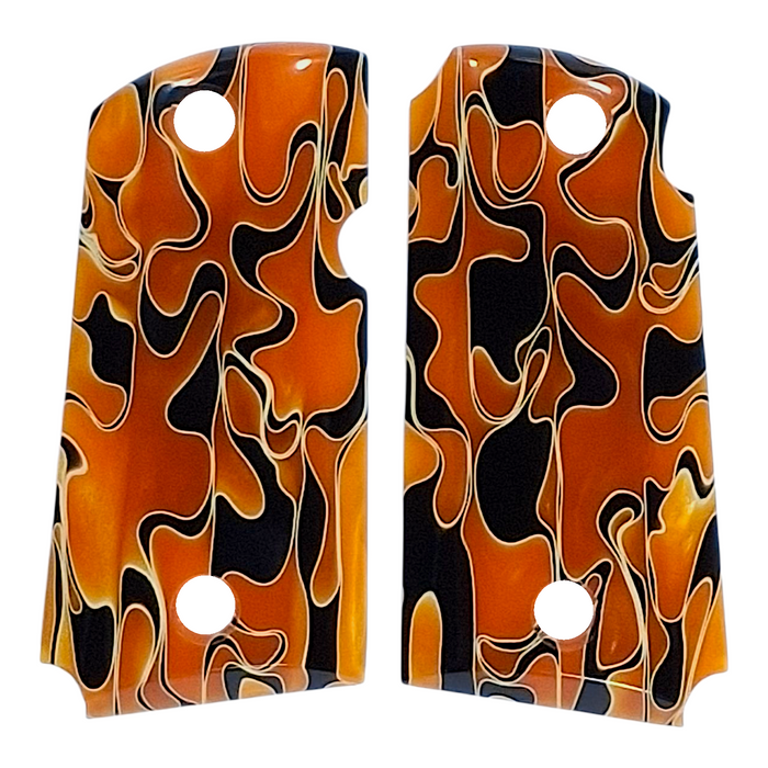 Orange & Black Acrylic Pearl Kimber Micro 9 Grips