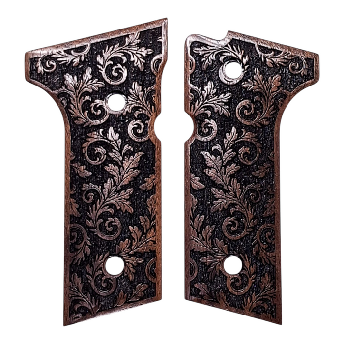 Walnut Inked Floral Beretta 92x, Vertec, M9A3 Grips