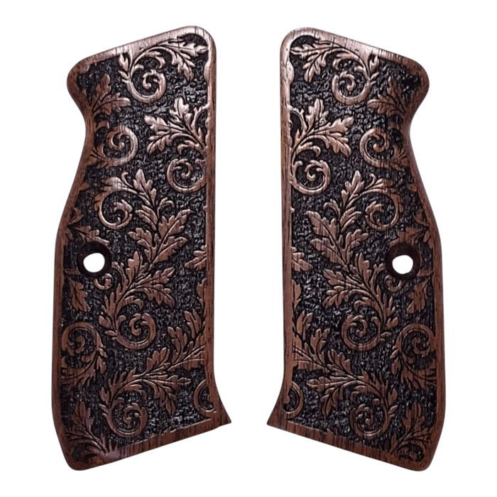 Walnut Inked Floral CZ-75 Grips