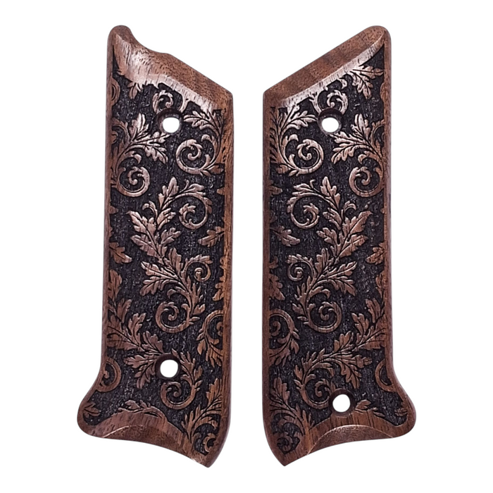 Walnut Inked Floral Ruger Mark II/III Grips
