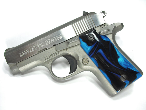 Blue & Black Pearl Colt Mustang Pocketlite Grips