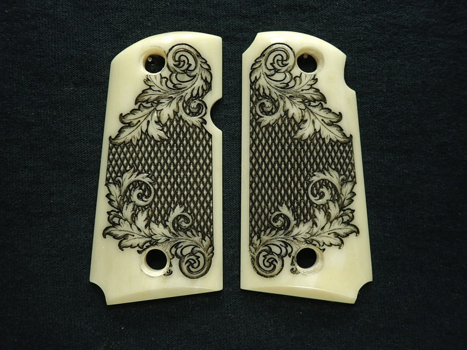Faux Ivory Floral Checkered Kimber Micro 9 Grips