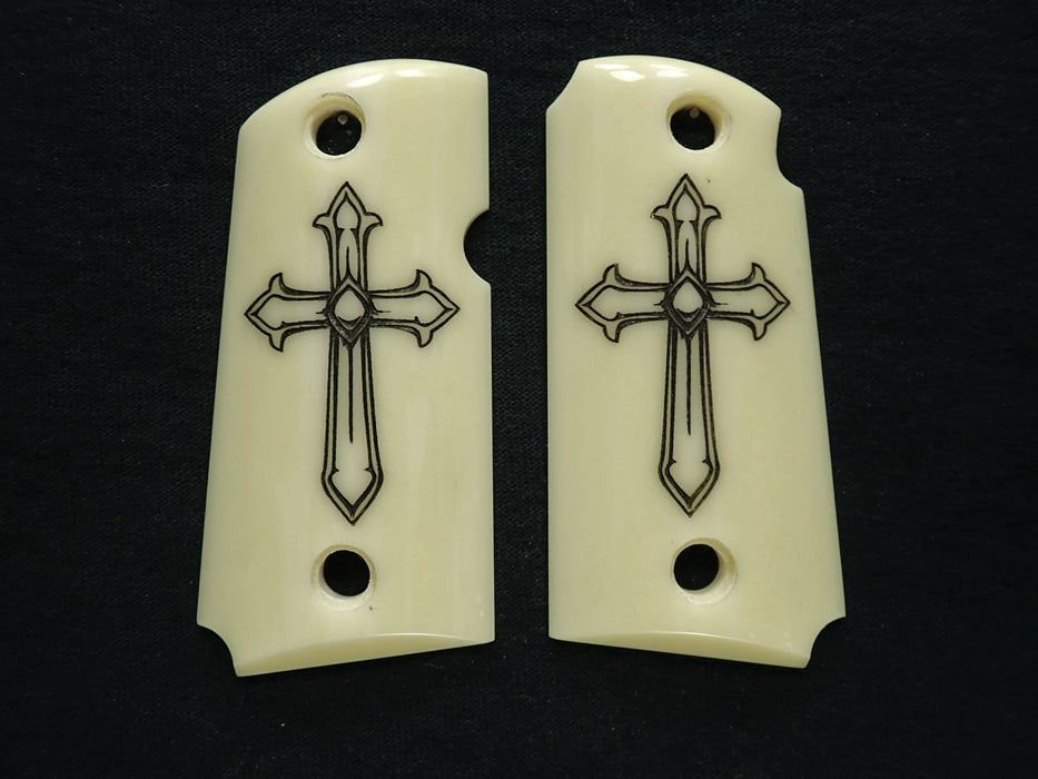 Faux Ivory Cross Kimber Micro 9 Grips