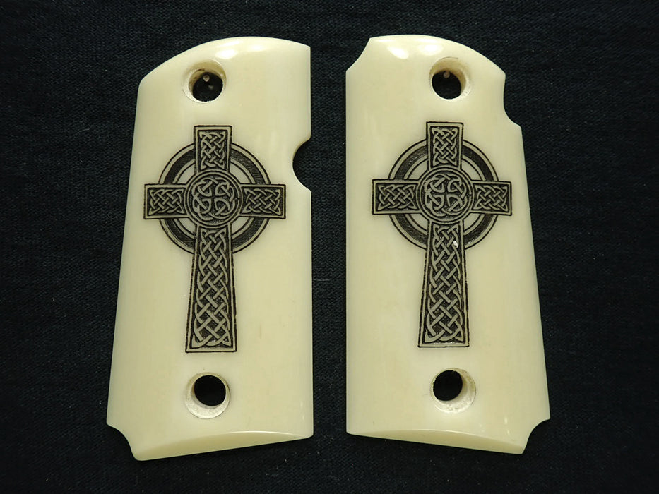 Faux Ivory Celtic Cross Kimber Micro 9 Grips