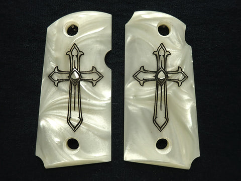 Pearl Cross Engraved Kimber Micro 9 Grips