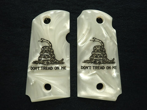 Pearl Don't Tread On Me Engraved Kimber Micro 9 Grips