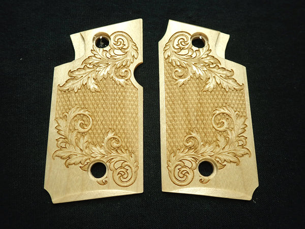 --Maple Floral Checker Springfield Armory 911 9mm Grips
