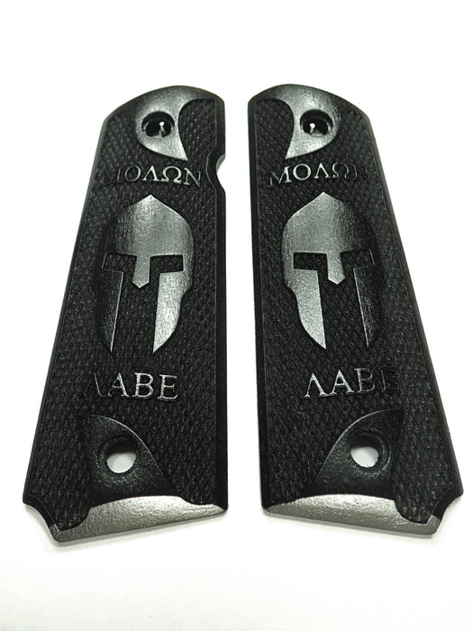 Ebony Molon Labe Spartan #1 1911 Grips (Full Size)
