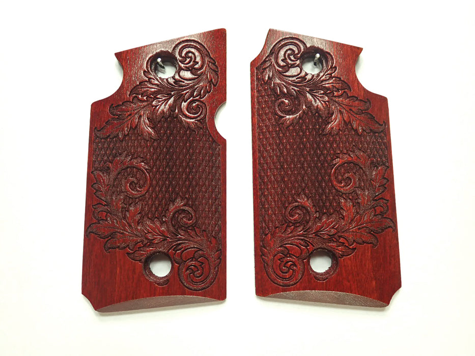 Rosewood Floral Checkered Sig Sauer P938 Grips
