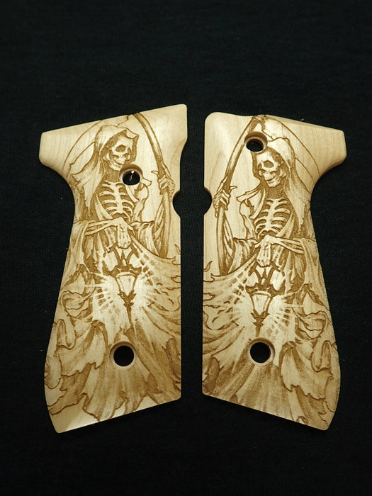 Maple Grim Reaper Beretta 92fs Grips X