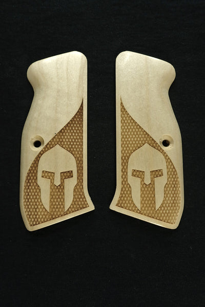 --Maple Spartan CZ-75 Grips Checkered Engraved Textured