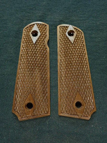 Walnut Double Diamond Checkered Grips Compatible/Replacement for Browning 1911-22 1911-380 Grips