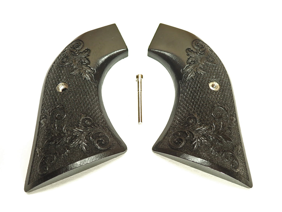Ebony Floral Checkered Ruger Vaquero/Blackhawk/Wrangler Grips X