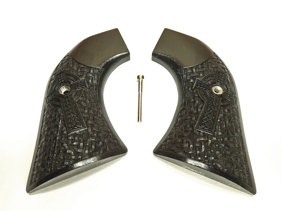 Ebony Braided Celtic Cross Ruger Vaquero/Blackhawk/Wrangler Grips X