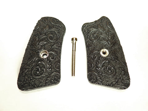 --Ebony Floral Scroll Ruger Sp101 Grip Inserts