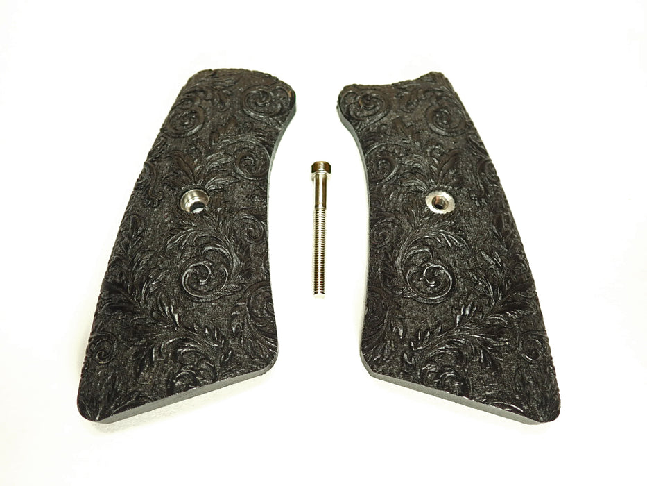 Ebony Floral Scroll Ruger Gp100 Grip Inserts X