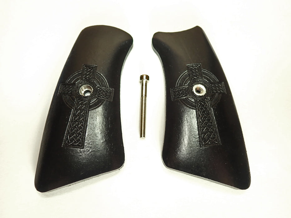 Ebony Celtic Cross Ruger Gp100 Grip Inserts