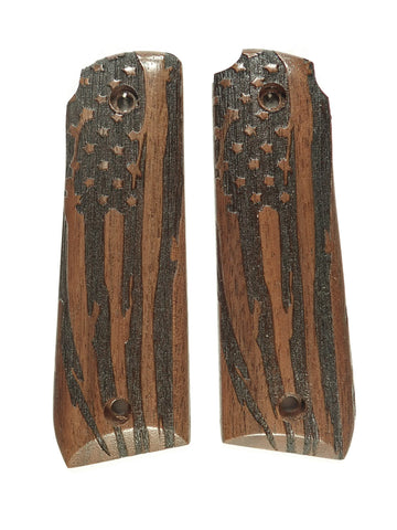 Walnut American Flag Ruger Mark IV 22/45 Grips Checkered Engraved Textured