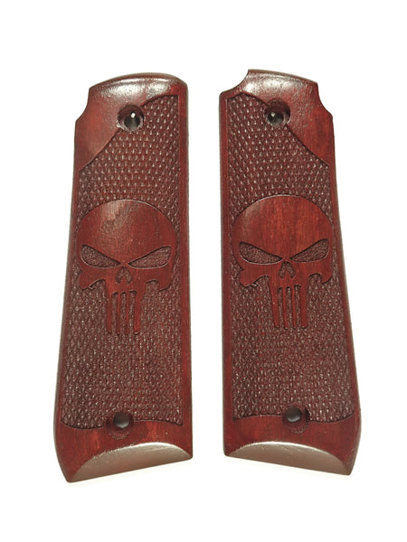 --Rosewood Punisher Ruger Mark IV 22/45 Grips Checkered Engraved Textured #2