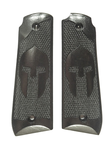 --Ebony Spartan Ruger Mark IV 22/45 Grips Checkered Engraved Textured