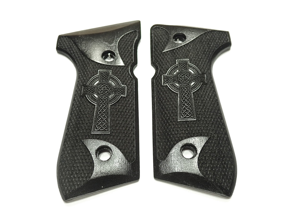 Ebony Celtic Cross #1 Beretta 92fs Grips X
