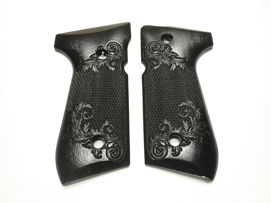 Ebony Floral Checkered Beretta 92fs Grips X