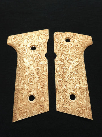 Maple Floral Scroll Beretta 92x,Vertec, M9A3 Grips Engraved Textured