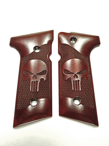 --Rosewood Punisher Beretta 92x,Vertec, M9A3 Grips Engraved Textured #2
