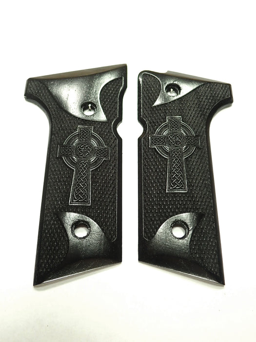 Ebony Celtic Cross Beretta 92x, Vertec, M9A3 Grips