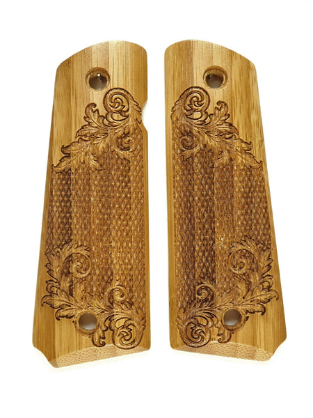 Bamboo Floral Checker 1911 Grips (Full Size)