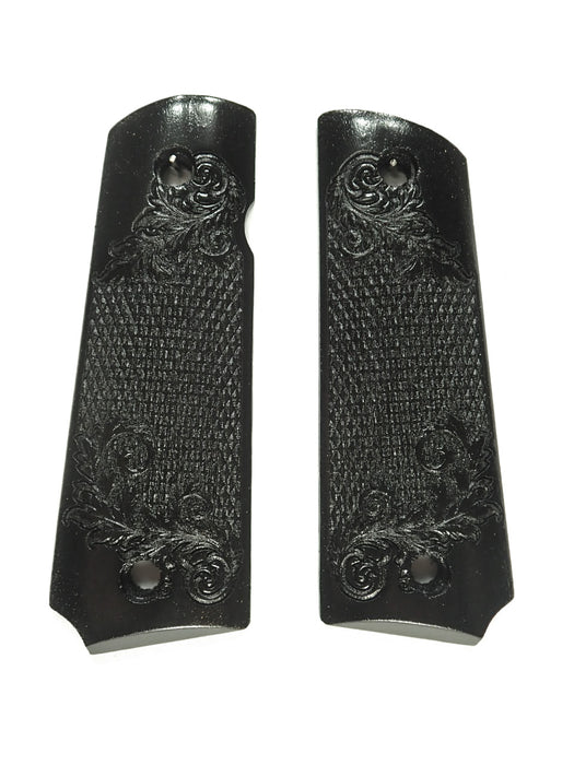 Ebony Floral Checkered Grips Compatible/Replacement for Browning 1911-22 1911-380