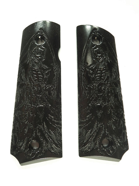 Ebony Grim Reaper Grips Compatible/Replacement for Browning 1911-22 1911-380 Grips