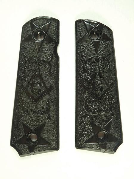 --Ebony Masonic Grips Compatible/Replacement for Browning 1911-22 1911-380 Grips