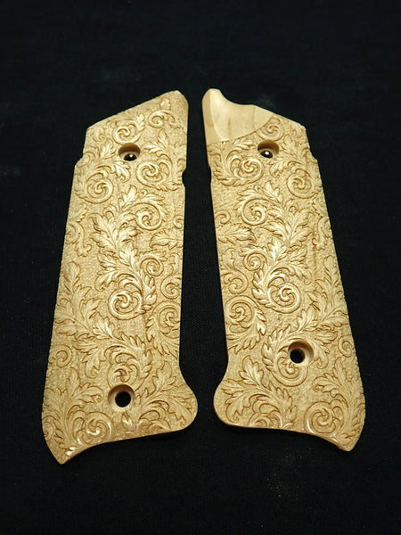 Maple Floral Scroll Ruger Mark IV Grips Checkered Engraved Textured